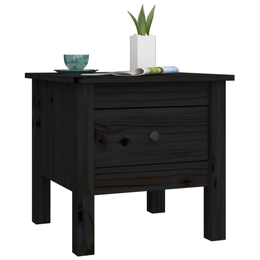 sideborde 2 stk. 40x40x39 cm massivt fyrretræ sort