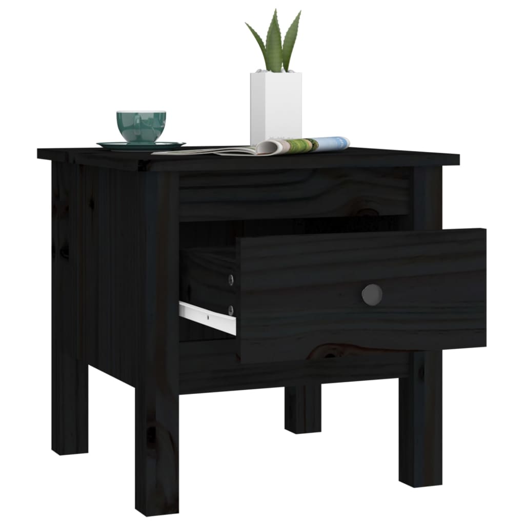 sideborde 2 stk. 40x40x39 cm massivt fyrretræ sort