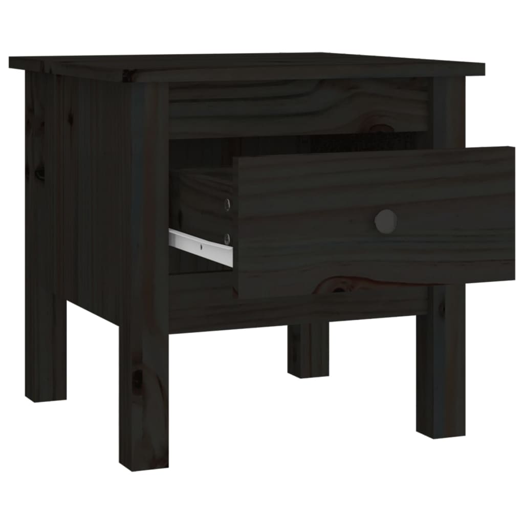 sideborde 2 stk. 40x40x39 cm massivt fyrretræ sort