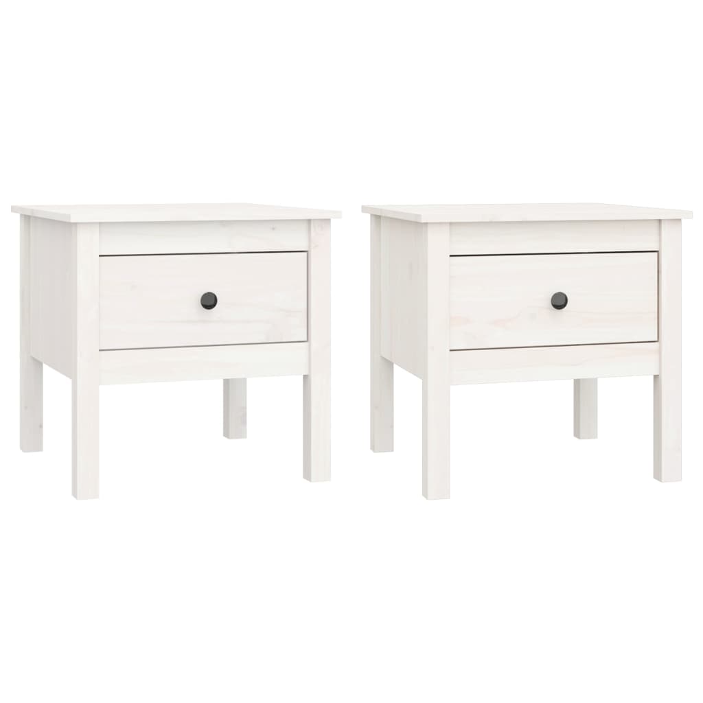 sideborde 2 stk. 50x50x49 cm massivt fyrretræ hvid