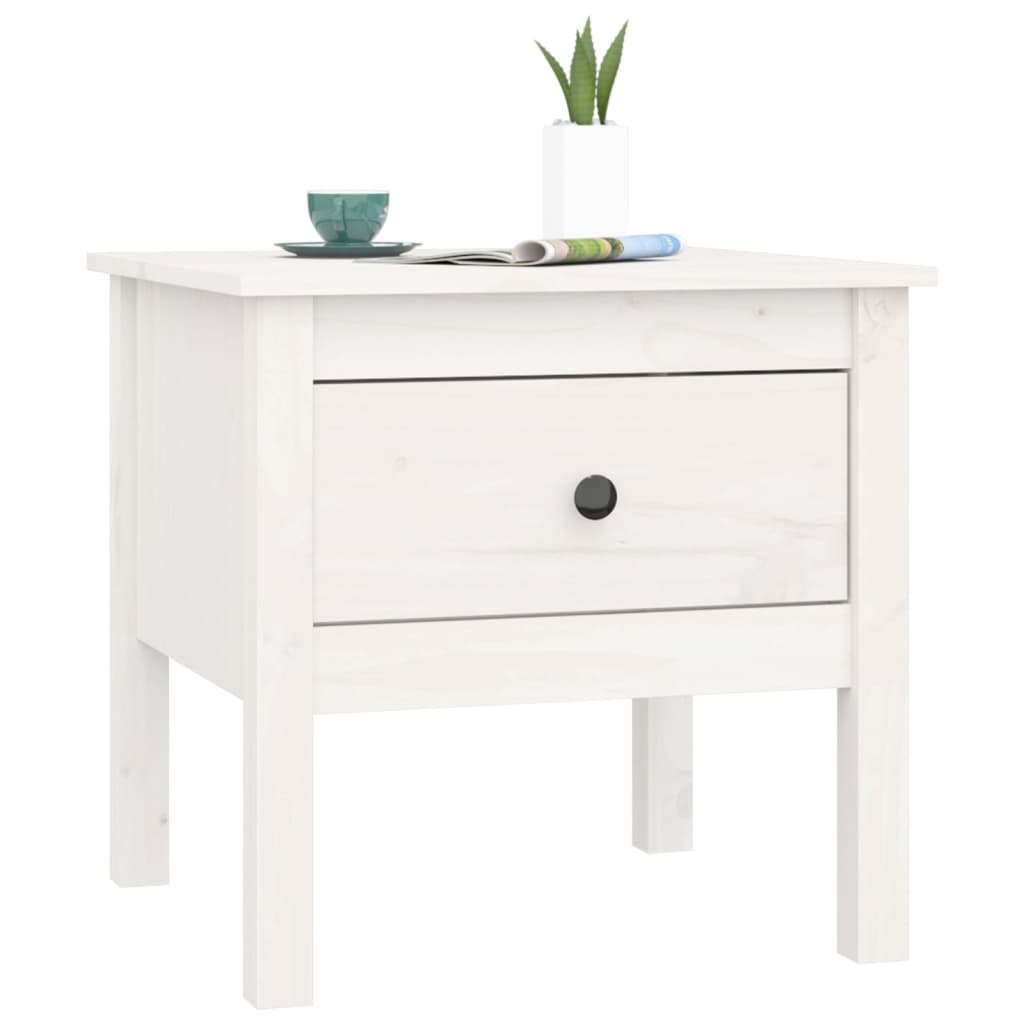 sideborde 2 stk. 50x50x49 cm massivt fyrretræ hvid
