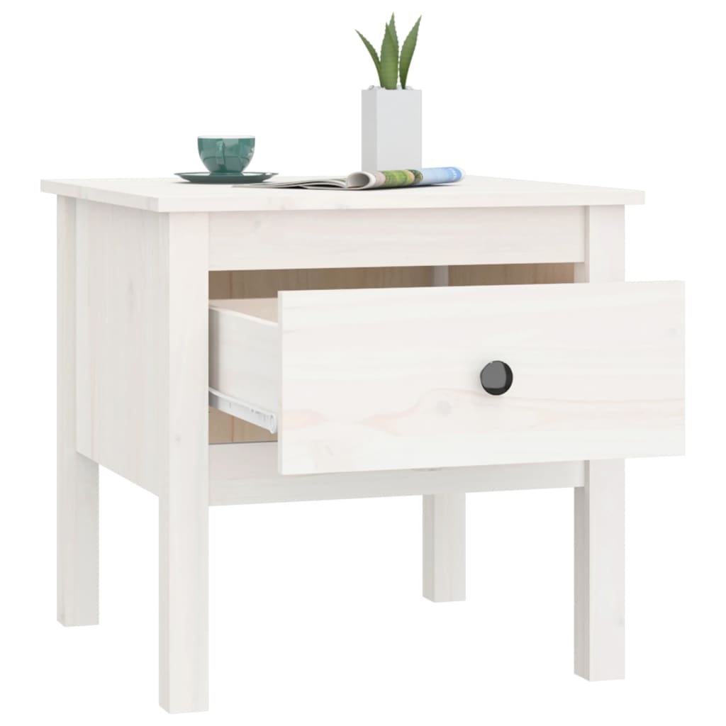 sideborde 2 stk. 50x50x49 cm massivt fyrretræ hvid