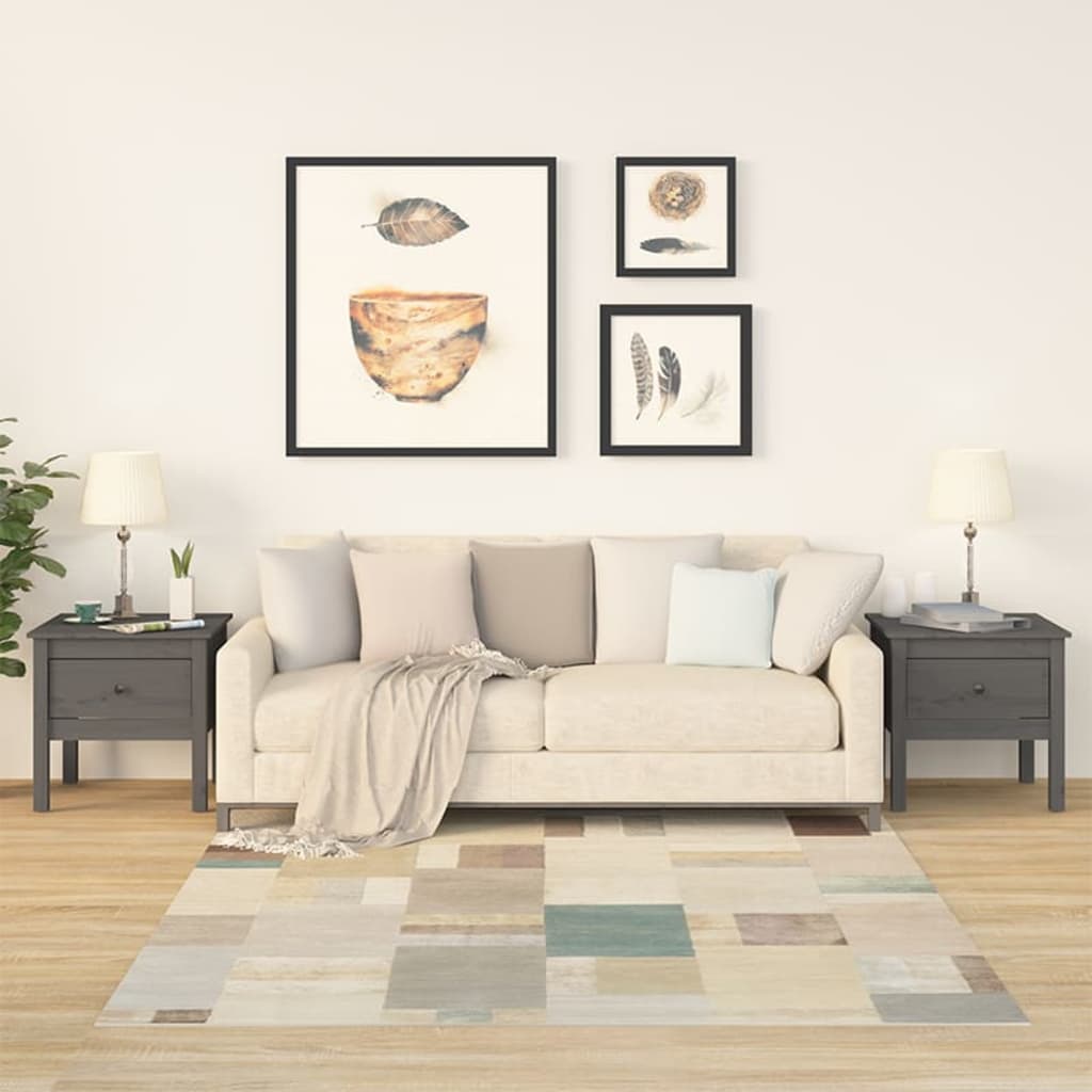 sideborde 2 stk. 50x50x49 cm massivt fyrretræ hvid grå