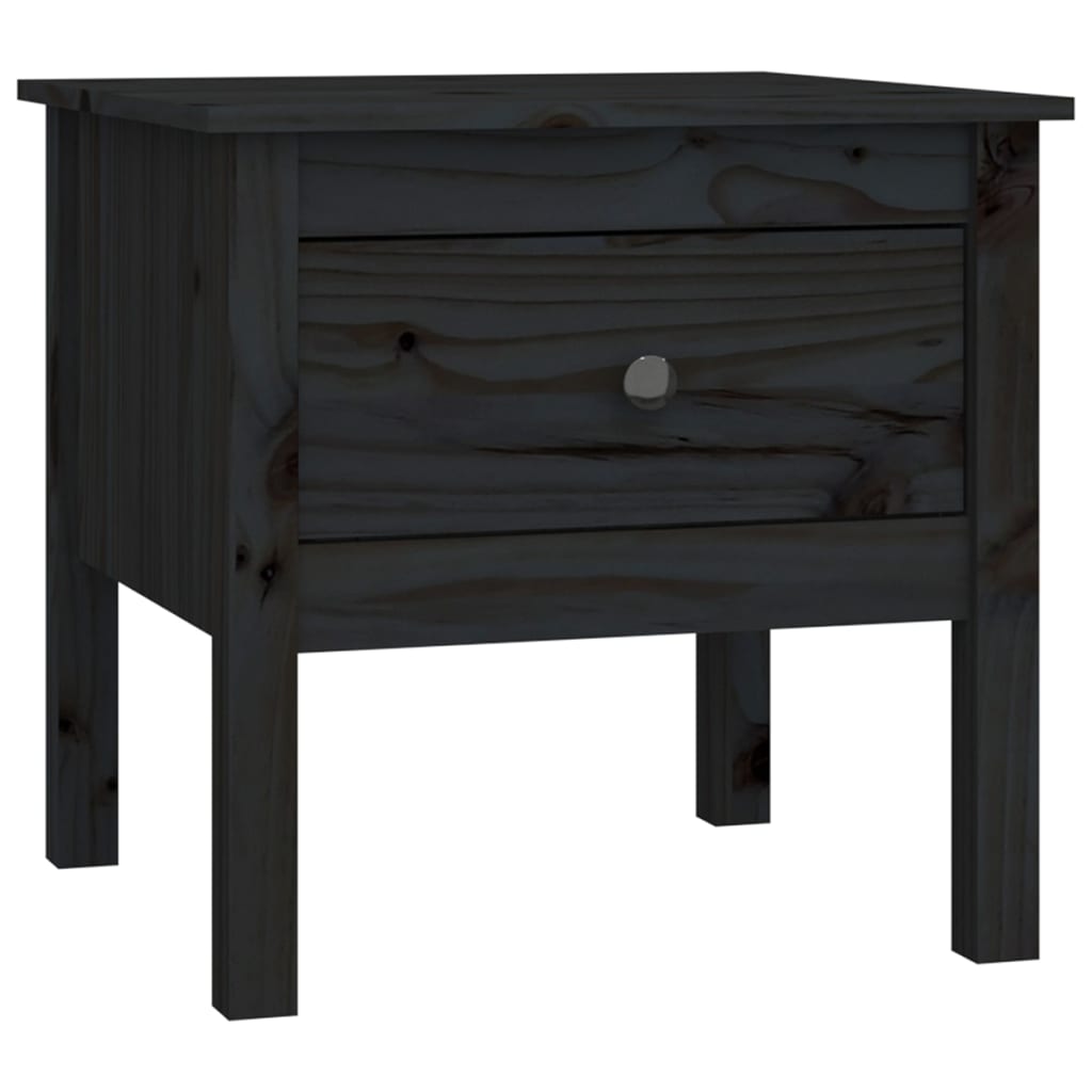 sidebord 50x50x49 cm massivt fyrretræ sort