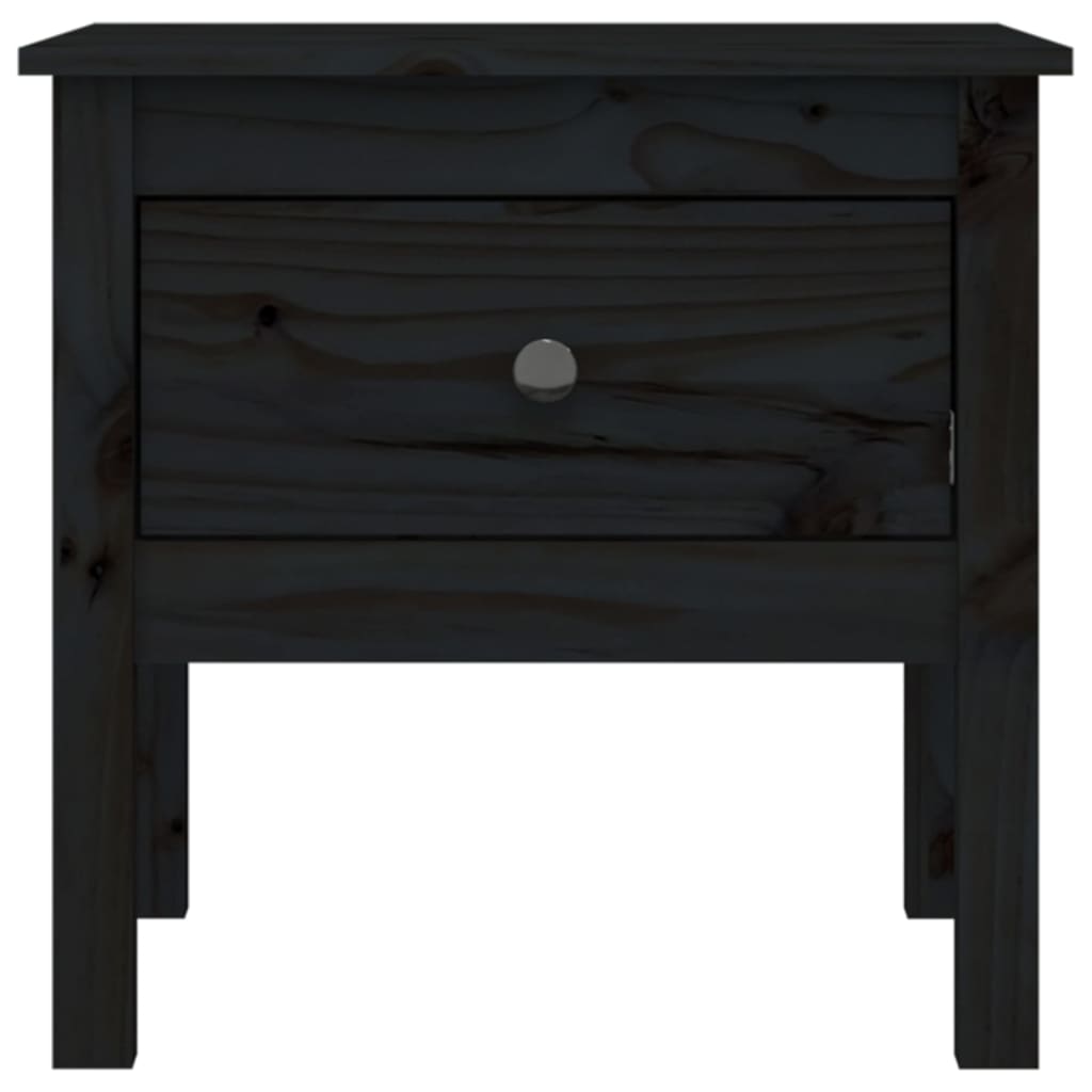 sidebord 50x50x49 cm massivt fyrretræ sort