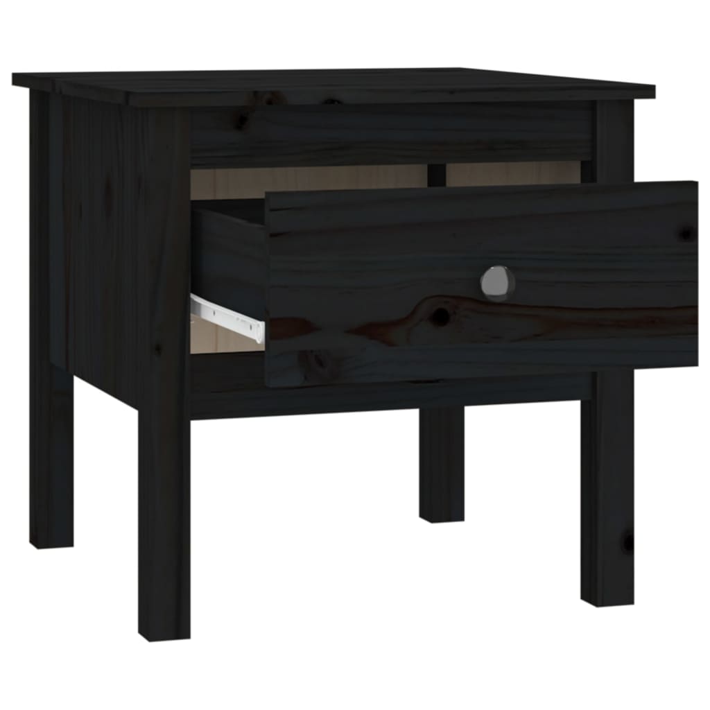 sidebord 50x50x49 cm massivt fyrretræ sort