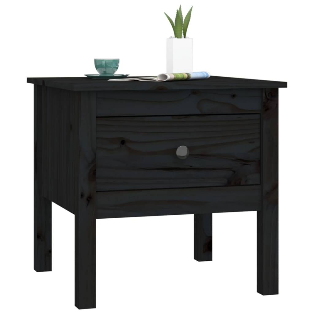 sideborde 2 stk. 50x50x49 cm massivt fyrretræ sort
