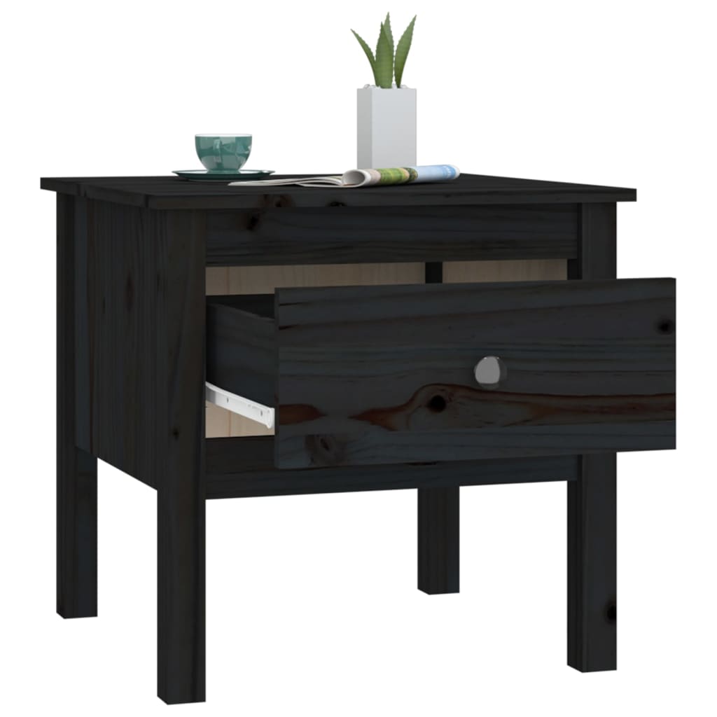 sideborde 2 stk. 50x50x49 cm massivt fyrretræ sort
