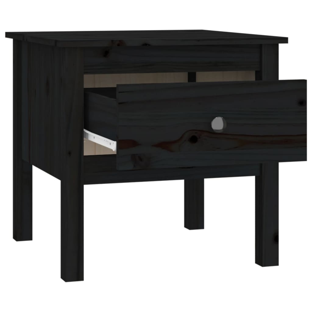 sideborde 2 stk. 50x50x49 cm massivt fyrretræ sort