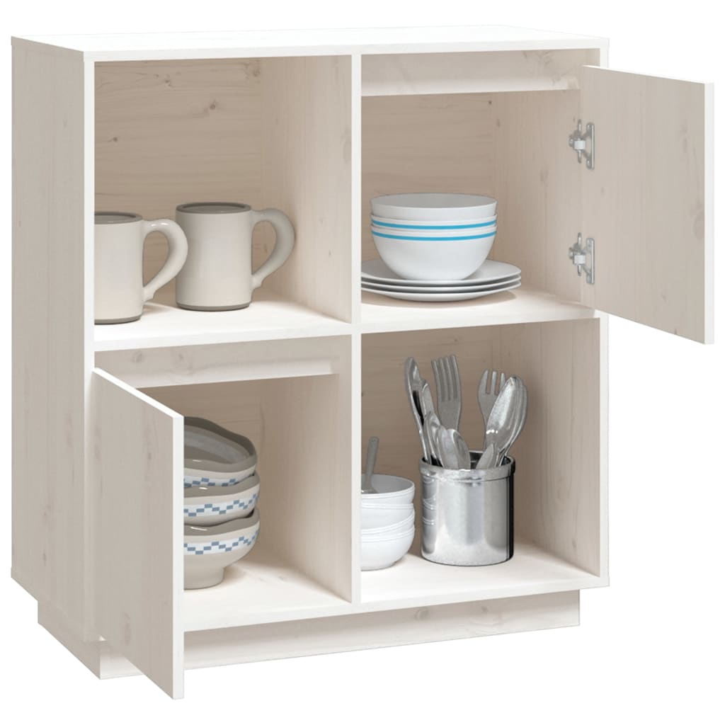skænk 74x35x80 cm massivt fyrretræ hvid