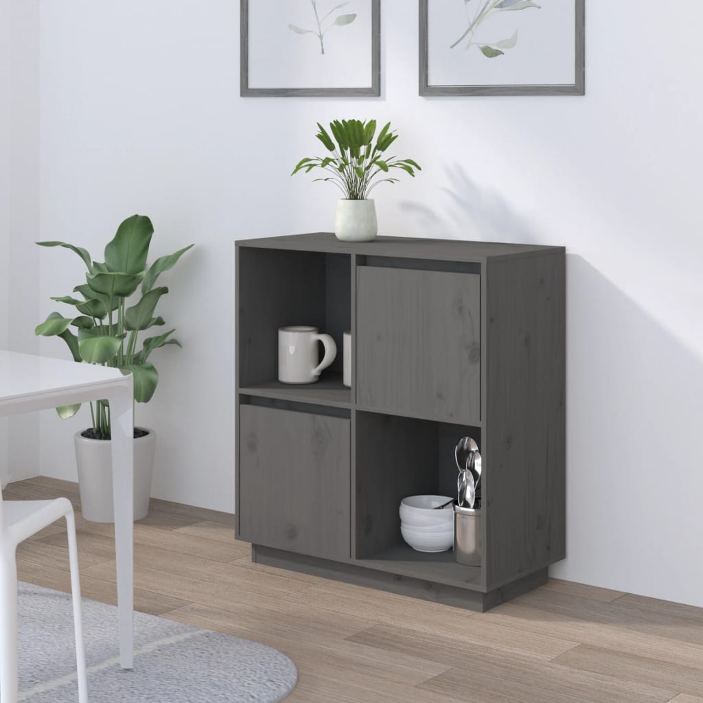 skænk 74x35x80 cm massivt fyrretræ grå