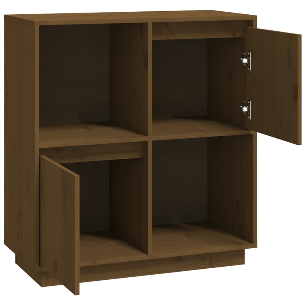 skænk 74x35x80 cm massivt fyrretræ gyldenbrun