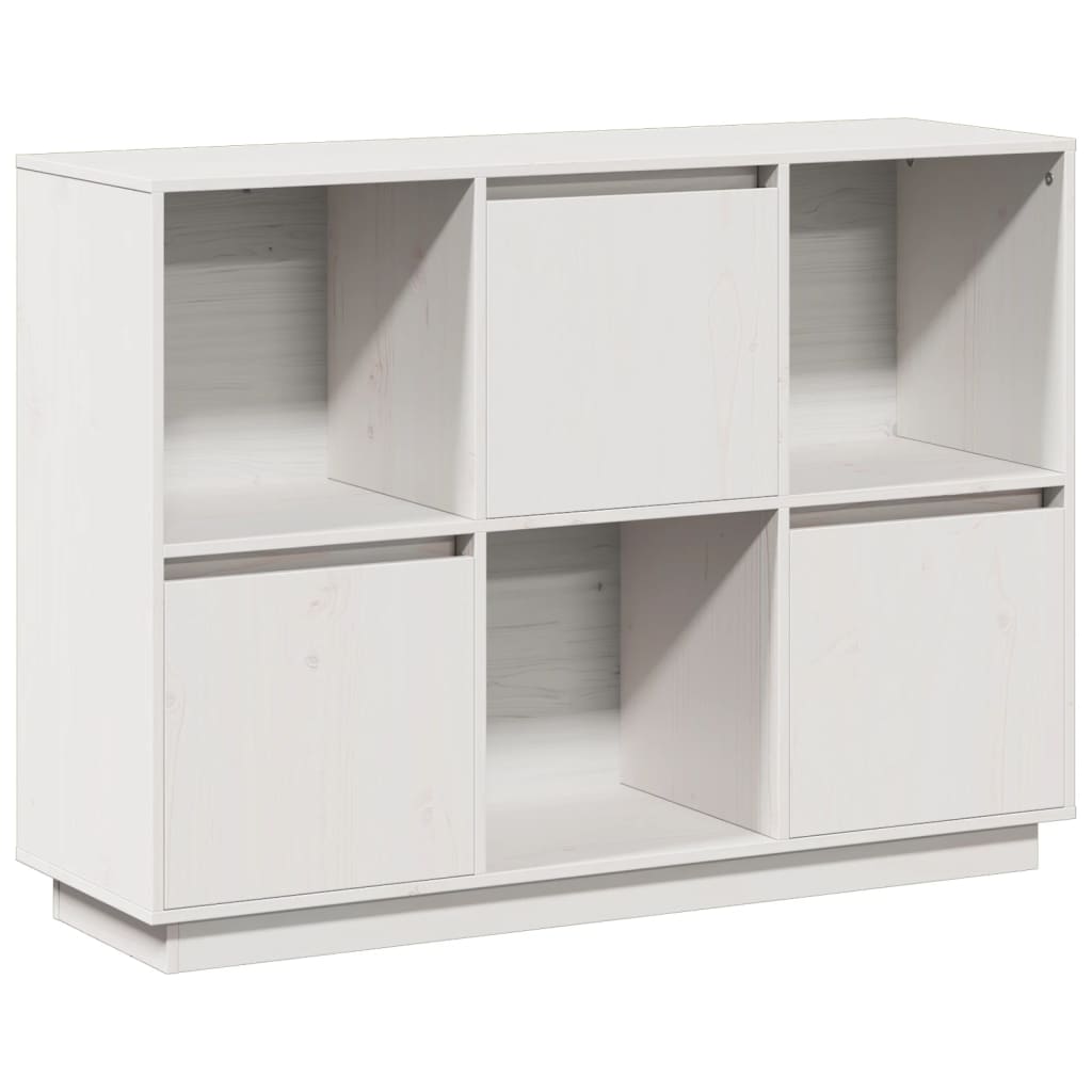 skænk 110,5x35x80 cm massivt fyrretræ hvid