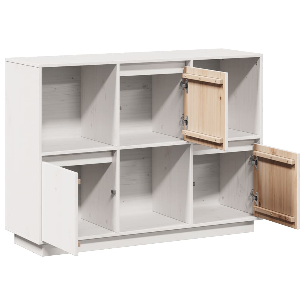 skænk 110,5x35x80 cm massivt fyrretræ hvid