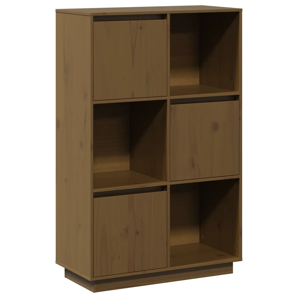 højskab 74x35x117 cm massivt fyrretræ gyldenbrun