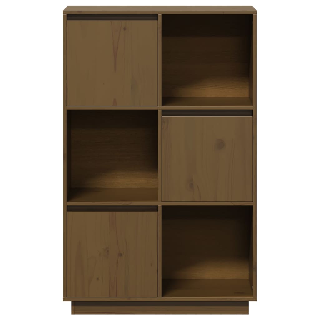 højskab 74x35x117 cm massivt fyrretræ gyldenbrun