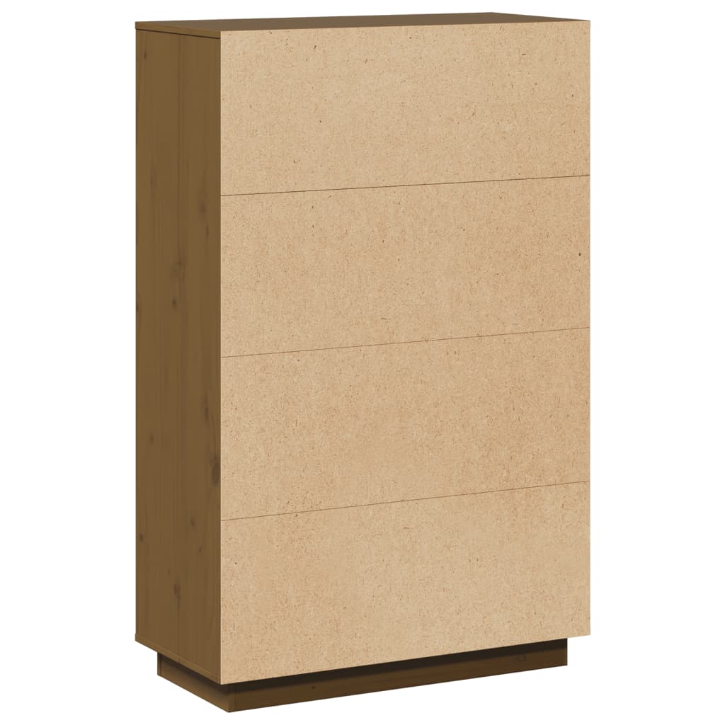 højskab 74x35x117 cm massivt fyrretræ gyldenbrun