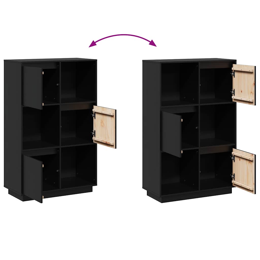 højskab 74x35x117 cm massivt fyrretræ sort