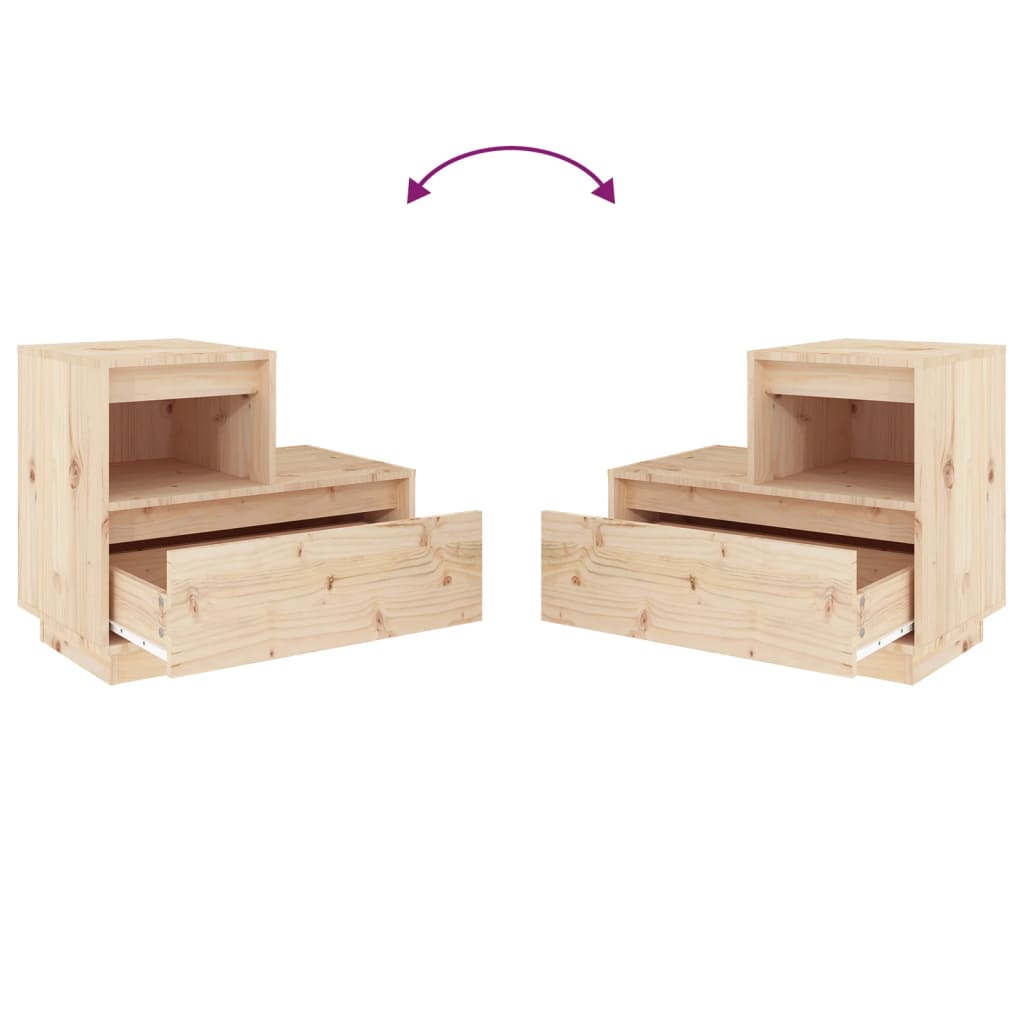 sengeborde 2 stk. 60x34x51 cm massivt fyrretræ