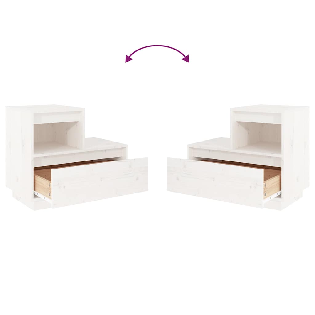 sengeborde 2 stk. 60x34x51 cm massivt fyrretræ hvid