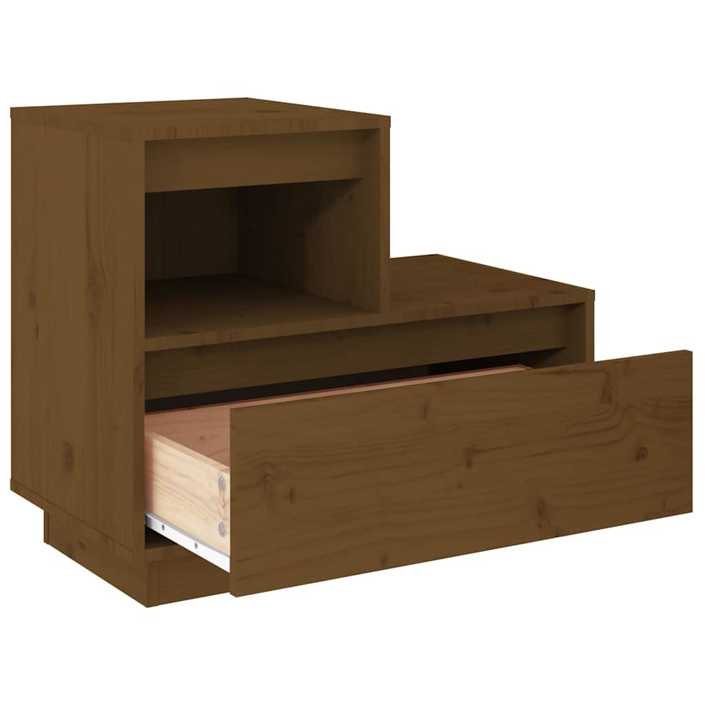 sengeborde 2 stk. 60x34x51 cm massivt fyrretræ gyldenbrun