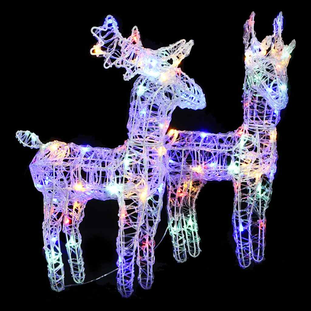 julerensdyr 2 stk. 80 LED'er akryl flerfarvet lys