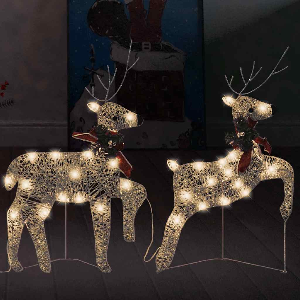 julerensdyr 2 stk. 40 LED'er guldfarvet