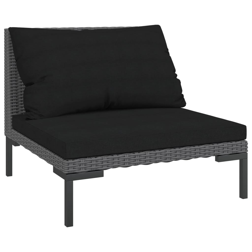 loungesæt til haven 7 dele med hynder polyrattan mørkegrå