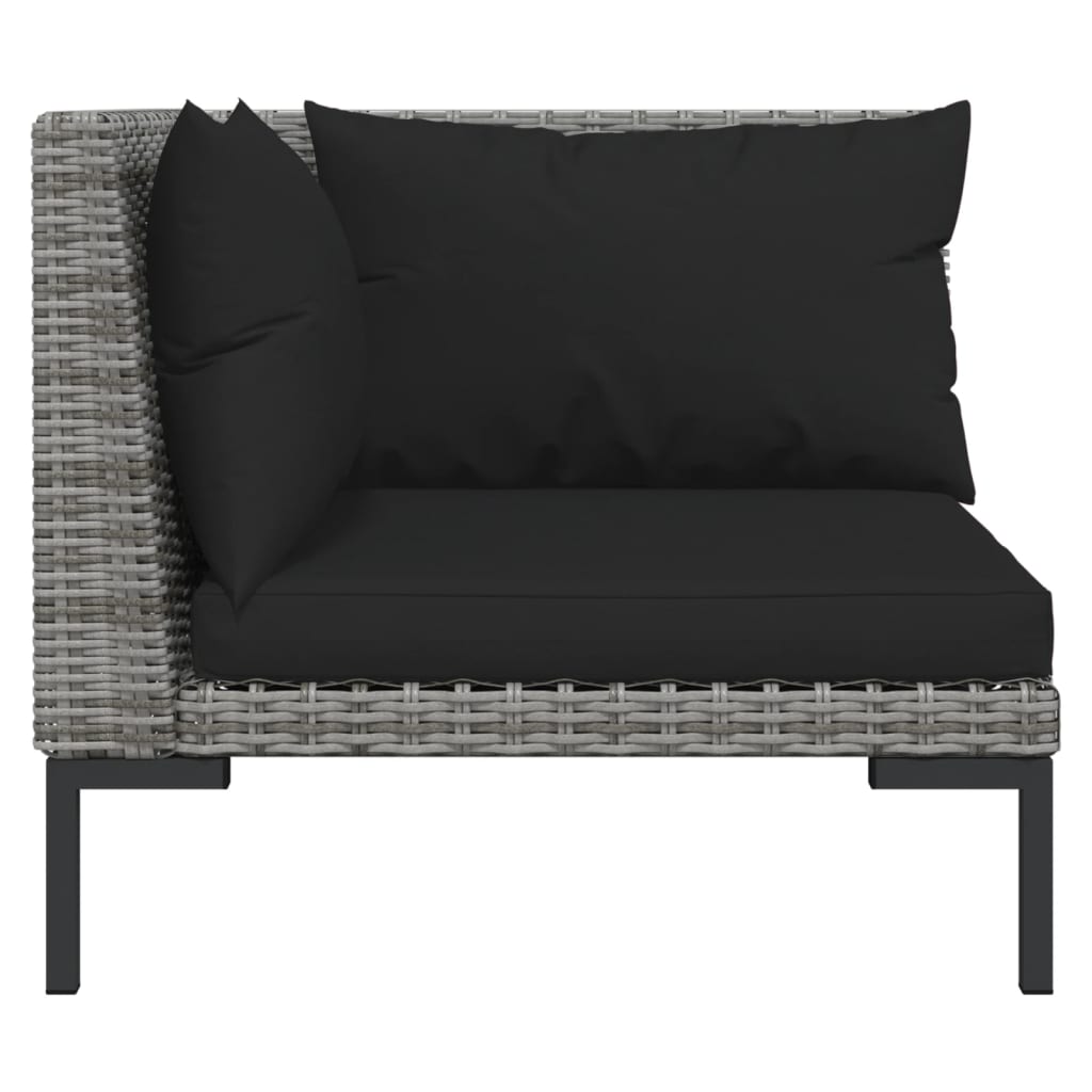 loungesæt til haven 9 dele med hynder polyrattan mørkegrå