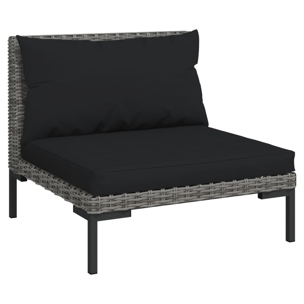 loungesæt til haven 4 dele med hynder polyrattan mørkegrå