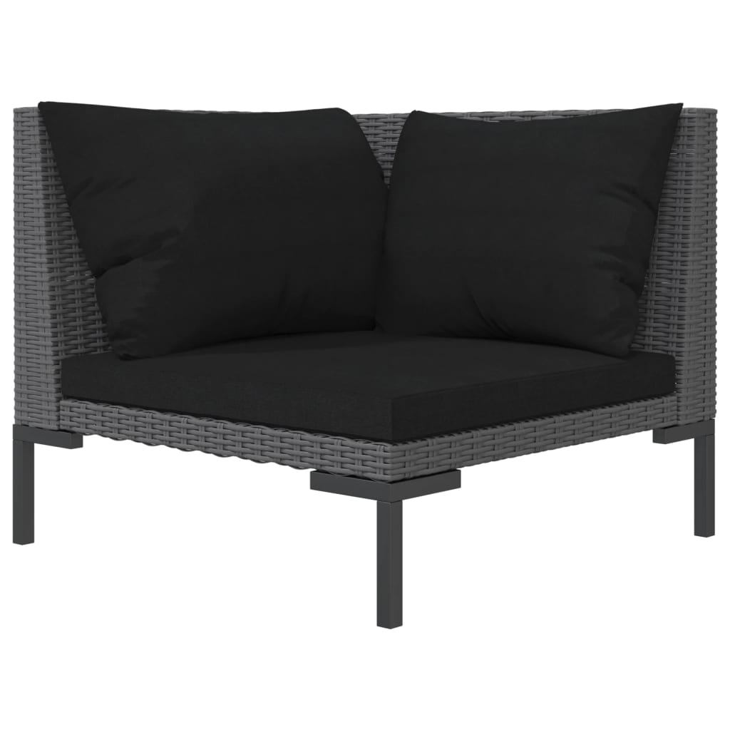 loungesæt til haven 8 dele med hynder polyrattan mørkegrå