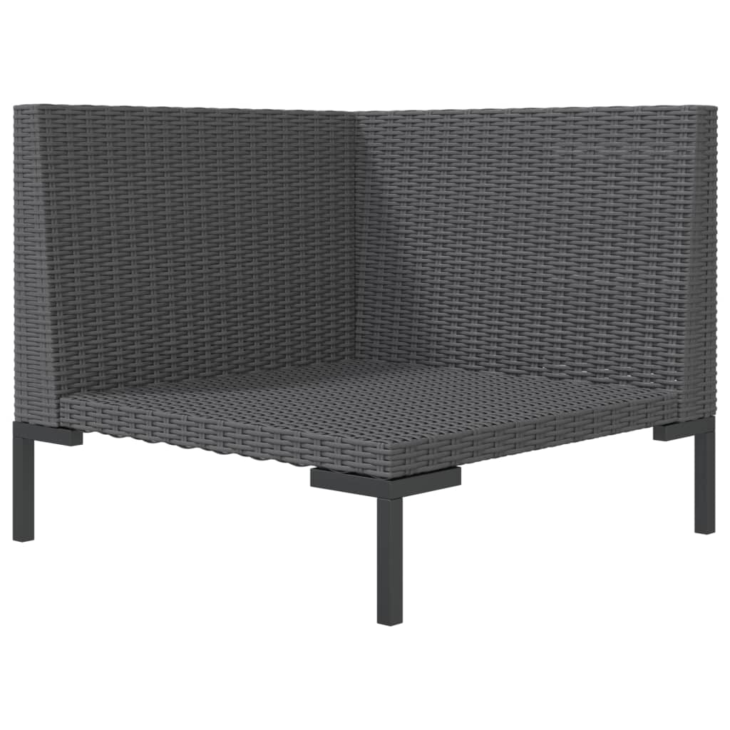 loungesæt til haven 8 dele med hynder polyrattan mørkegrå