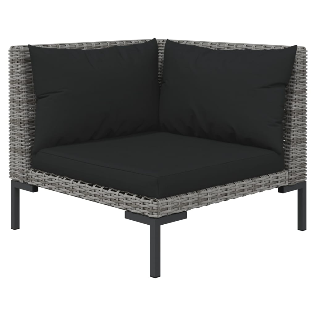 loungesæt til haven 9 dele med hynder polyrattan mørkegrå