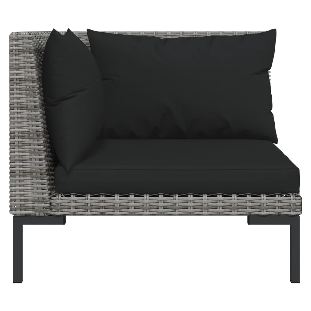 loungesæt til haven 6 dele med hynder polyrattan mørkegrå