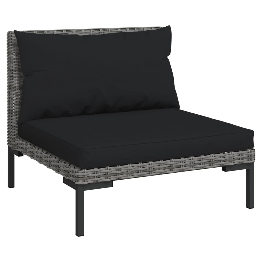 loungesæt til haven 5 dele med hynder polyrattan mørkegrå