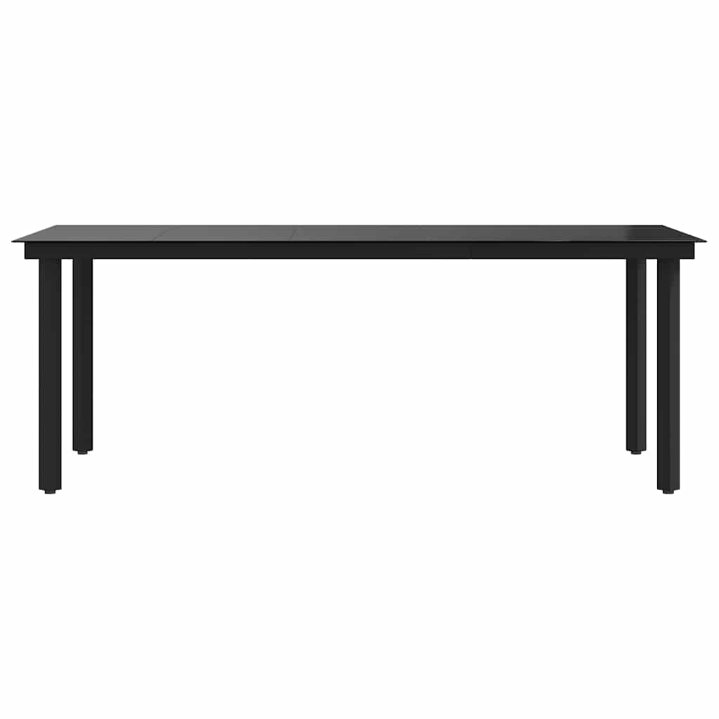 havebord 200x100x74 cm stål og glas sort