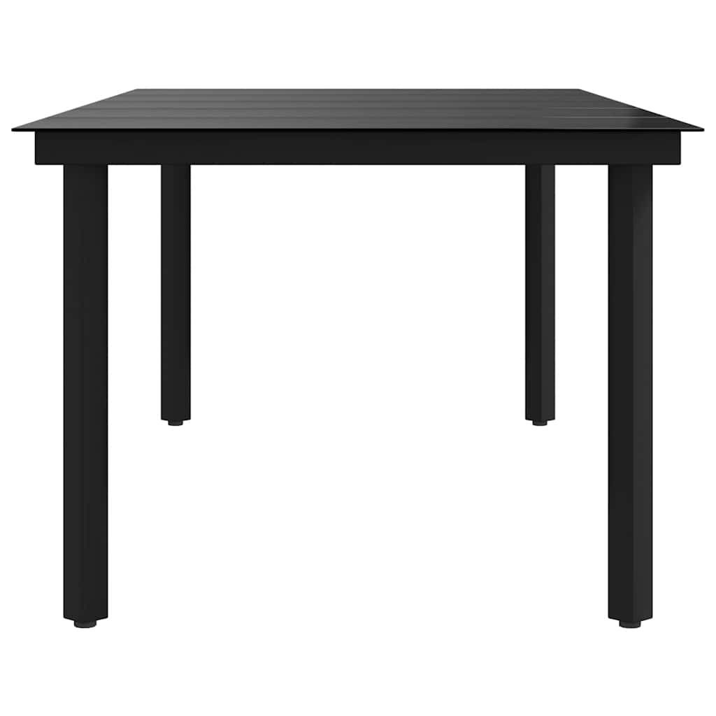 havebord 200x100x74 cm stål og glas sort