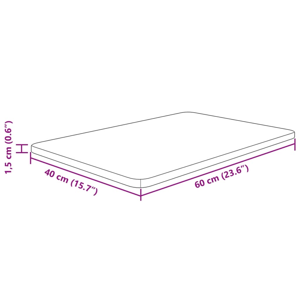 bordplade til badeværelse 60x40x1,5 cm massivt træ lysebrun