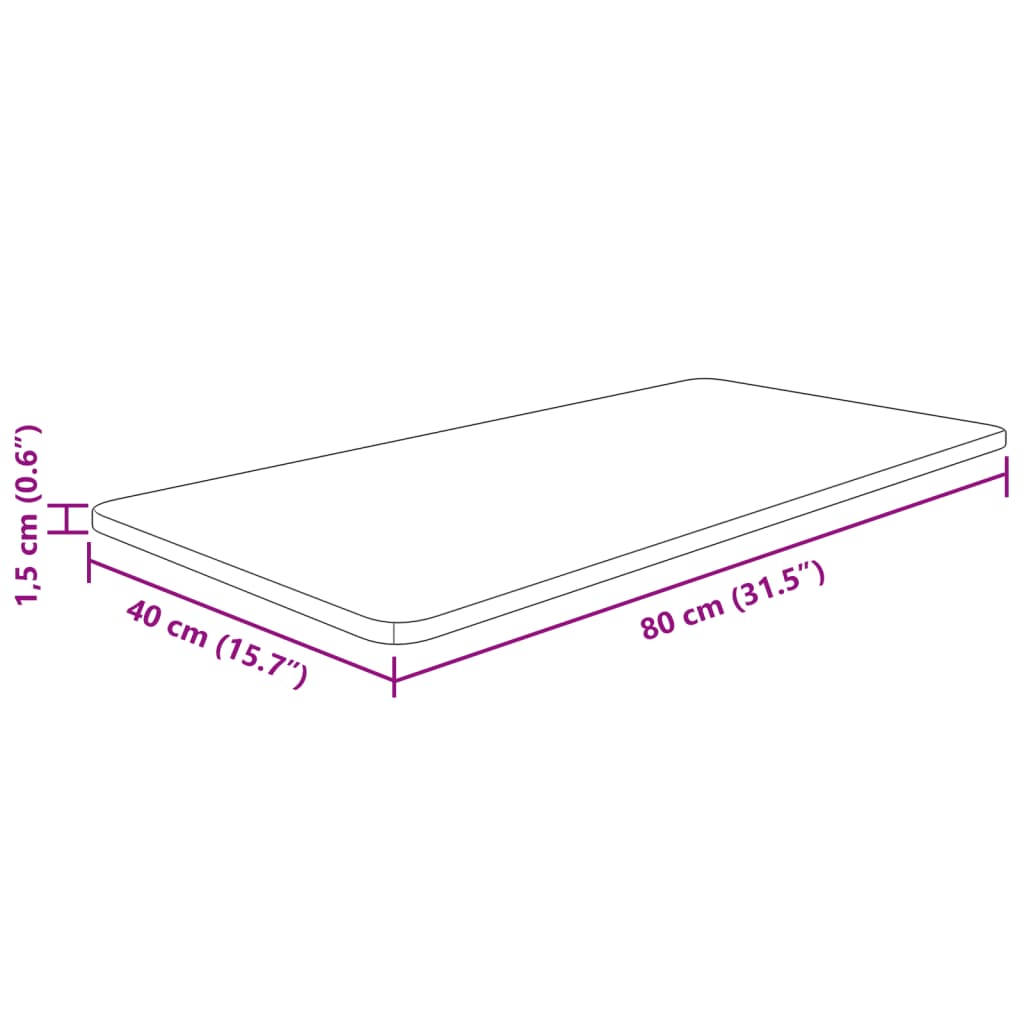 bordplade til badeværelse 80x40x1,5 cm massivt træ mørkebrun