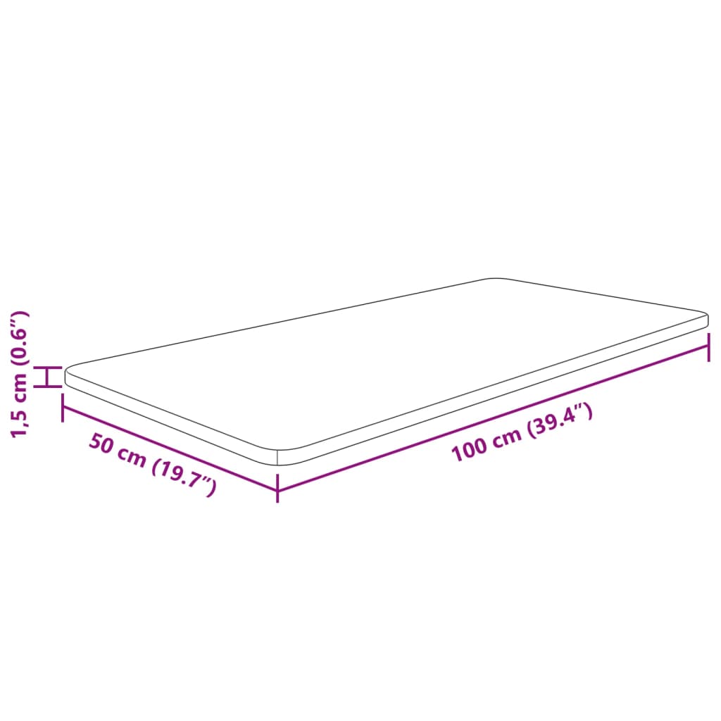 bordplade til badeværelse 100x50x1,5 cm massivt træ mørkebrun