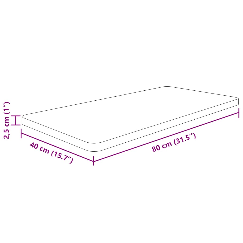 bordplade til badeværelse 80x40x2,5 cm massivt træ lysebrun