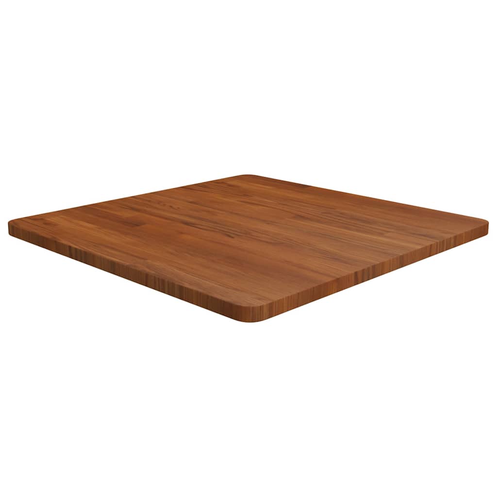 firkantet bordplade 70x70x2,5 cm behandlet massivt eg mørkebrun