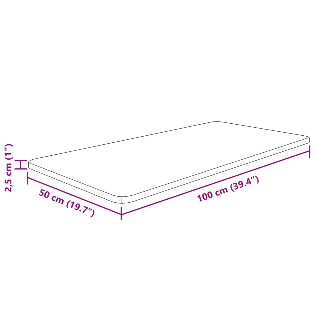 bordplade til badeværelse 100x50x2,5 cm massivt træ mørkebrun