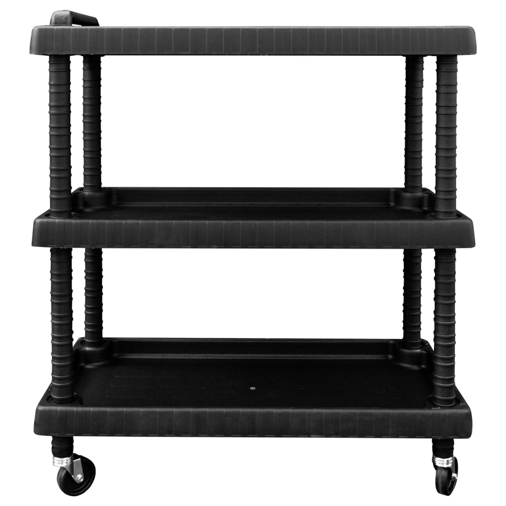 værkstedsvogn med 3 hylder 75x37,5x92 cm PP sort