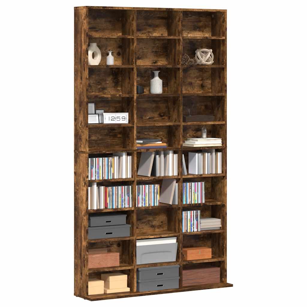 reol 102x23x177,5 cm konstrueret træ røget egetræsfarve