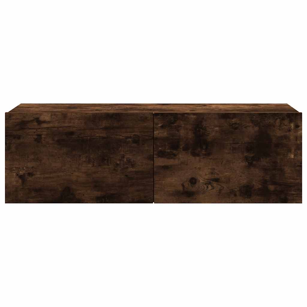 væghængt tv-bord 100x30x30 cm konstrueret træ røget egetræ