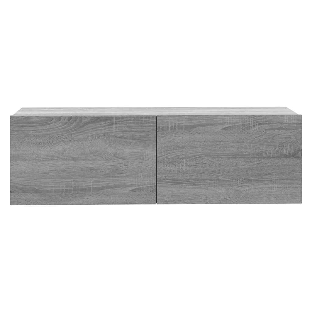 væghængt tv-bord 100x30x30 cm konstrueret træ grå sonoma-eg