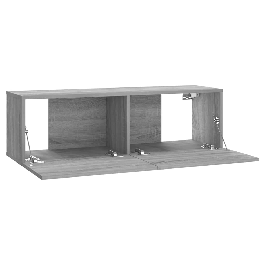 væghængt tv-bord 100x30x30 cm konstrueret træ grå sonoma-eg