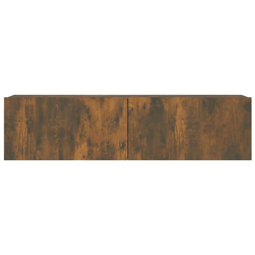 væghængt tv-bord 120x30x30 cm konstrueret træ røget egetræ