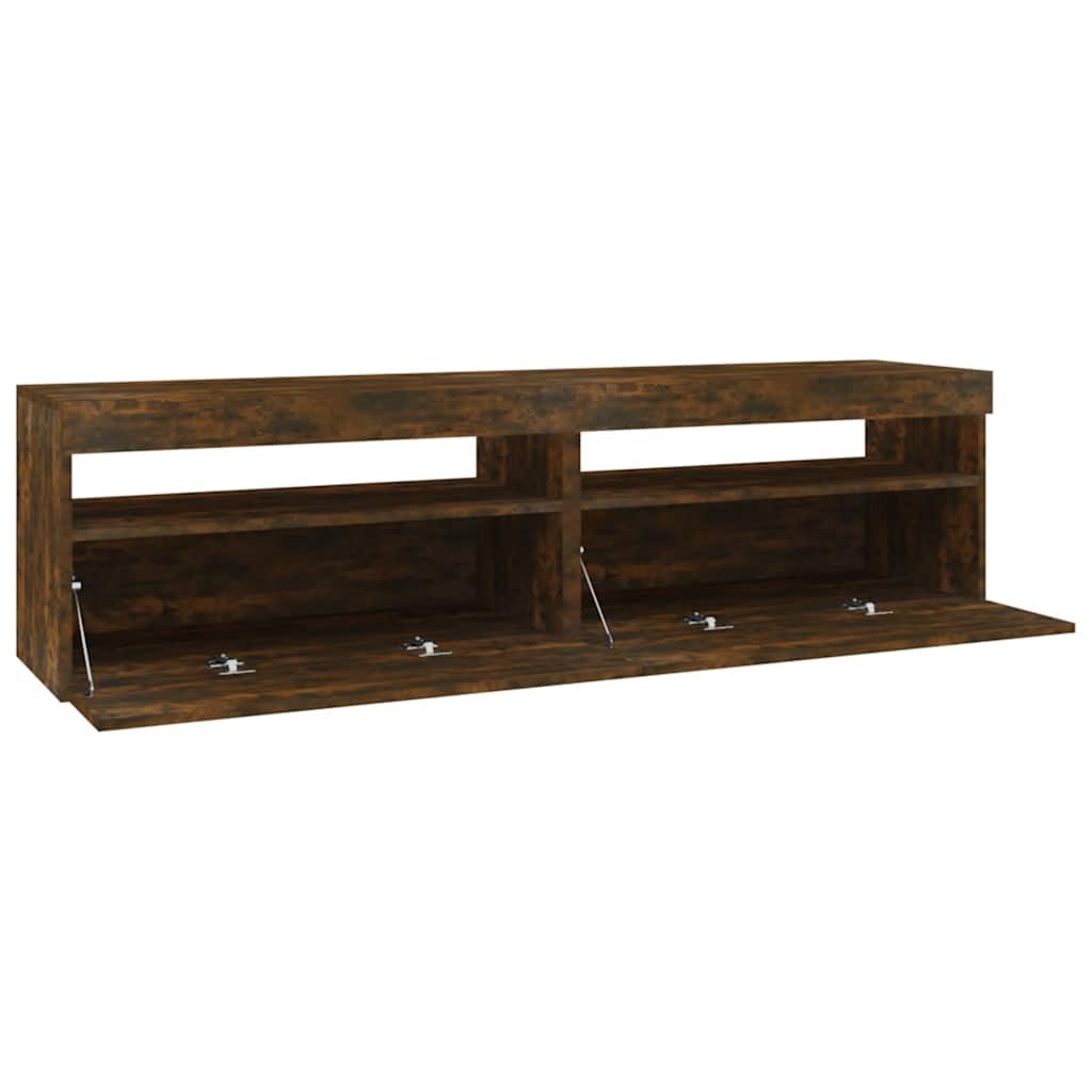 tv-borde 2 stk. med LED-lys 75x35x40 cm røget egetræsfarve